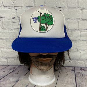 Vintage Hat Cap Snapback Blue White Trucker Mesh Landing R.E.A. Ltd. Logo Patch